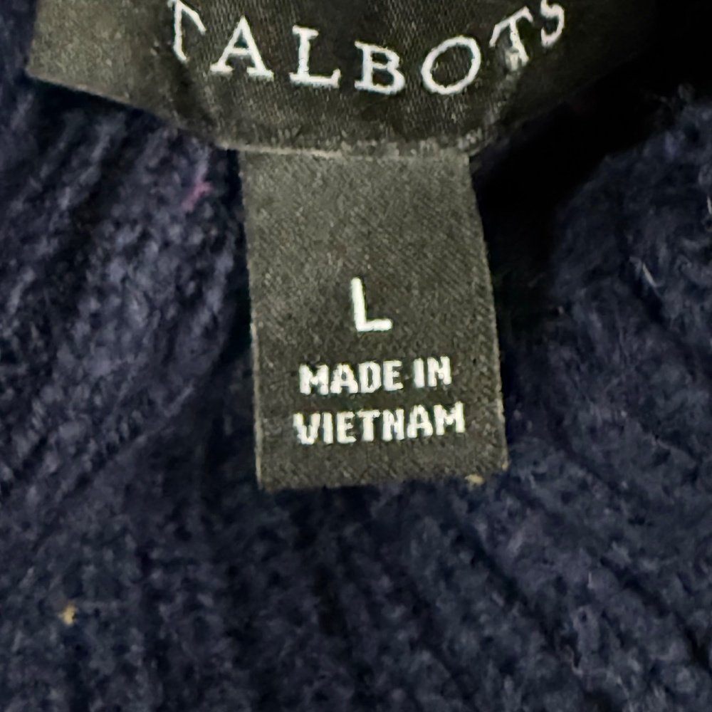 Talbots Turtleneck Sweater, Navy With Multi Color… - image 4